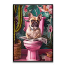 Whimsical ghost and orange toilet bathroom wall art print