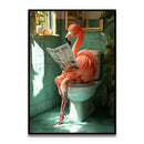 Funny golden retriever reading newspaper wall art bathroom decor