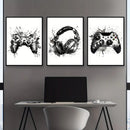 GobekUsa Gamer Room Decor Set - Graffiti Gamepad Canvas Prints