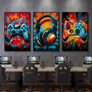 GobekUsa Gamer Room Decor Set - Graffiti Gamepad Canvas Prints