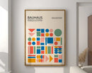 Bauhaus geometric teal & black bauhaus canvas poster living room art by Decorbites