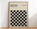 Geometric bauhaus canvas poster orange & pink wood framed wall art by Decorbites