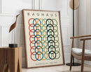 Bauhaus geometric canvas wall art purple & olive living room decor by Decorbites