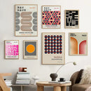 Minimalist black & cream geometric bauhaus canvas wall art living room