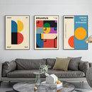 Bauhaus geometric pop art canvas prints living room wall decor by Decorbites
