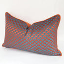 GobekUsa Geometric Blue & Red Jacquard Waist Pillow Case for Modern Luxury Décor