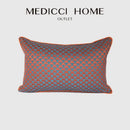 GobekUsa Geometric Blue & Red Jacquard Waist Pillow Case for Modern Luxury Décor