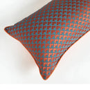GobekUsa Geometric Blue & Red Jacquard Waist Pillow Case for Modern Luxury Décor