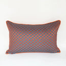 GobekUsa Geometric Blue & Red Jacquard Waist Pillow Case for Modern Luxury Décor