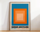 Bauhaus red and off-white geometric canvas poster living room art by Decorbites