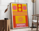 Bauhaus pink & black geometric canvas poster living room wall art by Decorbites