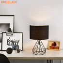 GobekUsa Geometric Gold Desk Lamp with Hollow Diamond Design and Cloth Shade