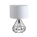 GobekUsa Geometric Gold Desk Lamp with Hollow Diamond Design and Cloth Shade