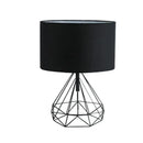 GobekUsa Geometric Gold Desk Lamp with Hollow Diamond Design and Cloth Shade