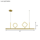 GobekUsa Geometric Island Pendant LED Ceiling Fixture in Gold with Warm/White Light - Minimalist Design