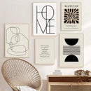 Minimalist geometric leaf boho canvas set – living room wall art by Decorbites