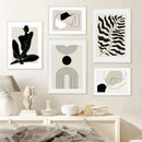 Minimalist geometric leaf boho canvas set – living room wall art by Decorbites