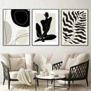 Minimalist geometric leaf boho canvas set – living room wall art by Decorbites