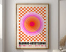 Geometric mid century orange & blue canvas print living room wall art