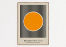 Geometric mid century orange & blue canvas print living room wall art