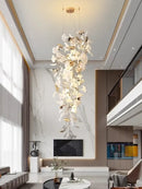 GobekUsa Ginkgo Leaf Chandelier for Luxury Staircase & Lobby, Designer Duplex Lighting
