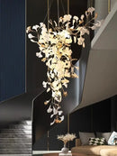 GobekUsa Ginkgo Leaf Chandelier for Luxury Staircase & Lobby, Designer Duplex Lighting