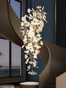 GobekUsa Ginkgo Leaf Chandelier for Luxury Staircase & Lobby, Designer Duplex Lighting