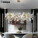 GobekUsa Ginkgo Leaf Crystal Chandelier - Elegant LED Pendant Lamp for Dining & Living Room