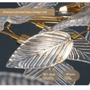 GobekUsa Ginkgo Leaf Crystal Chandelier - Elegant LED Pendant Lamp for Dining & Living Room