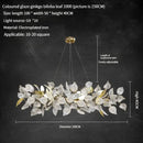 GobekUsa Ginkgo Leaf Crystal Chandelier - Elegant LED Pendant Lamp for Dining & Living Room