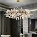 GobekUsa Ginkgo Leaf Crystal Chandelier - Elegant LED Pendant Lamp for Dining & Living Room