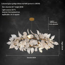 GobekUsa Ginkgo Leaf Crystal Chandelier - Elegant LED Pendant Lamp for Dining & Living Room
