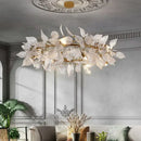GobekUsa Ginkgo Leaf Crystal Chandelier - Elegant LED Pendant Lamp for Dining & Living Room