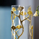 GobekUsa Ginkgo Leaf Glass Vase Hydroponic Flower Pots Modern Desk Decoration