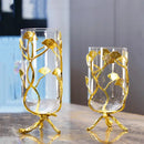 GobekUsa Ginkgo Leaf Metal Flower Stand Vase - Room Decor Accent