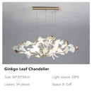 GobekUsa Ginkgo Leaves Chandelier: Nordic Luxury Pendant Lamp for Hotel, Stairs, Living Room