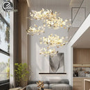 GobekUsa Ginkgo Leaves Chandelier: Nordic Luxury Pendant Lamp for Hotel, Stairs, Living Room