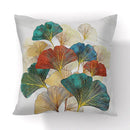 Modern teal and gold ginkgo leaves print sofa pillowcase living room by Decorbites