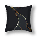Modern teal and gold ginkgo leaves print sofa pillowcase living room by Decorbites