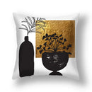 Modern teal and gold ginkgo leaves print sofa pillowcase living room by Decorbites