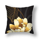 Modern teal and gold ginkgo leaves print sofa pillowcase living room by Decorbites