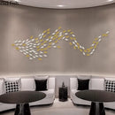 Modern gold & silver ginkgo leaves wall decor living room art by Decorbites
