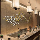 Modern gold & silver metallic fish wall hanging – living room art by Decorbites