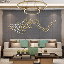 Modern gold & silver metallic fish wall hanging – living room art by Decorbites