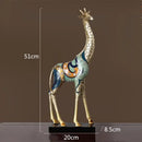 GobekUsa Giraffe Mother and Child Painted Sculpture - Modern Home Decoration Golden Ornament