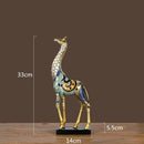 GobekUsa Giraffe Mother and Child Painted Sculpture - Modern Home Decoration Golden Ornament