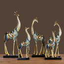 GobekUsa Giraffe Mother and Child Painted Sculpture - Modern Home Decoration Golden Ornament