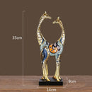 GobekUsa Giraffe Mother and Child Painted Sculpture - Modern Home Decoration Golden Ornament