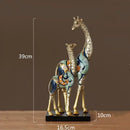 GobekUsa Giraffe Mother and Child Painted Sculpture - Modern Home Decoration Golden Ornament