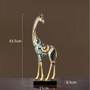 GobekUsa Giraffe Mother and Child Painted Sculpture - Modern Home Decoration Golden Ornament